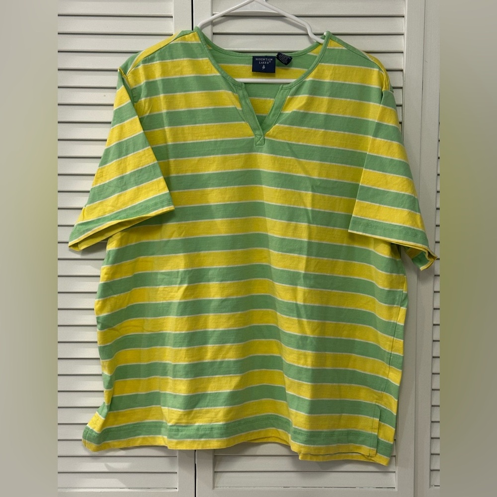 🐧3/$15 or 5/$20 - Mountain Lake II Striped Short-Sleeve Shirt Size 3X EUC